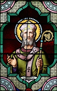 St. Anselm of Canterbury in an English glass window of the 19th century